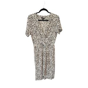 Banana Republic Black and White Faux Wrap Midi Dress